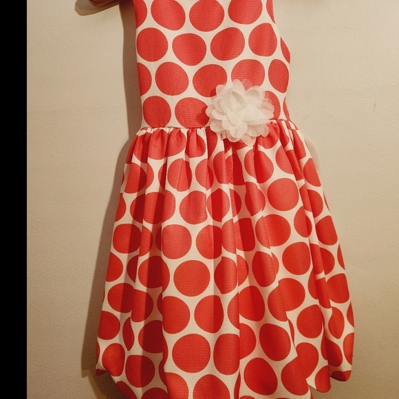 The Communion Collection Girl's Cream&Coral Dot Scalloped hem Dress; Size 6, NWT - Picture 4 of 10